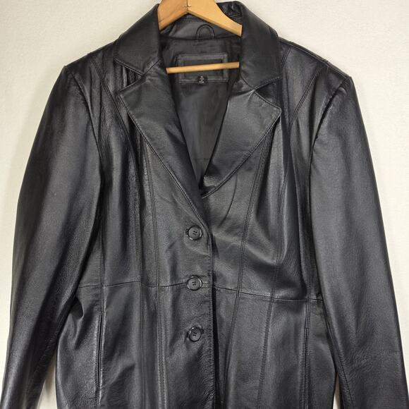 Vtg Colebrook Leather Jacket XL Black Button Designer Soft Party Business - Picture 13 of 16